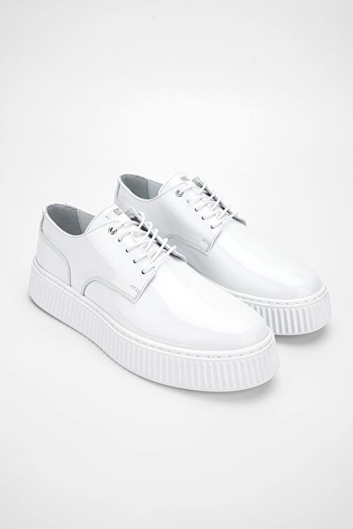 Valmenti Aden Erkek Beyaz Rugan Hakiki Deri Sneakers & Spor Ayakkabı - Görsel 3