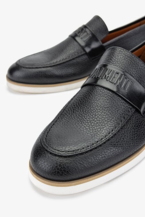 Valmenti Vuslat Erkek Siyah Floter Hakiki Deri Loafer Ayakkabı - Görsel 4