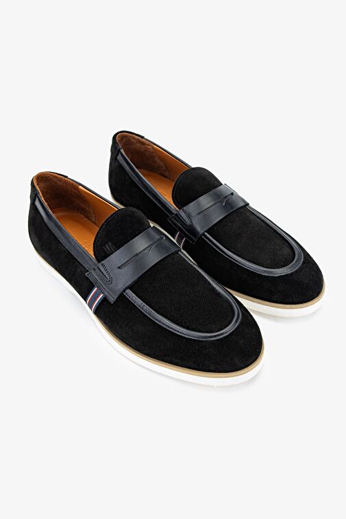 Valmenti Runo Erkek Siyah Süet Hakiki Deri Loafer Ayakkabı - Görsel 3
