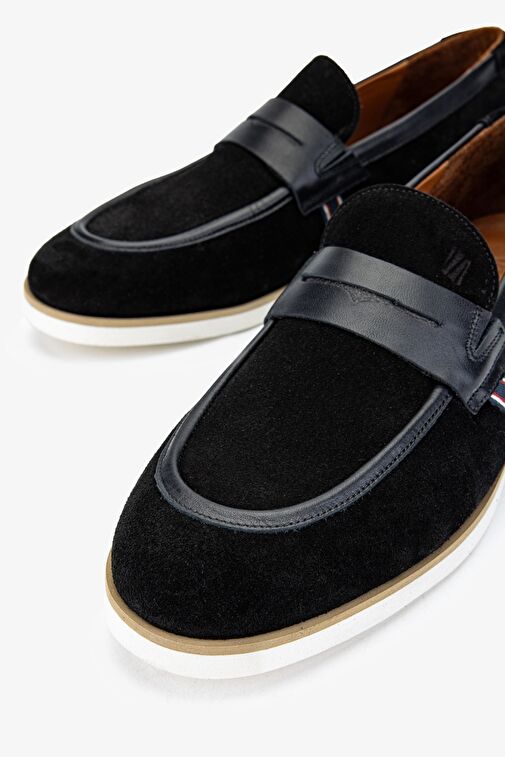 Valmenti Runo Erkek Siyah Süet Hakiki Deri Loafer Ayakkabı - Görsel 4