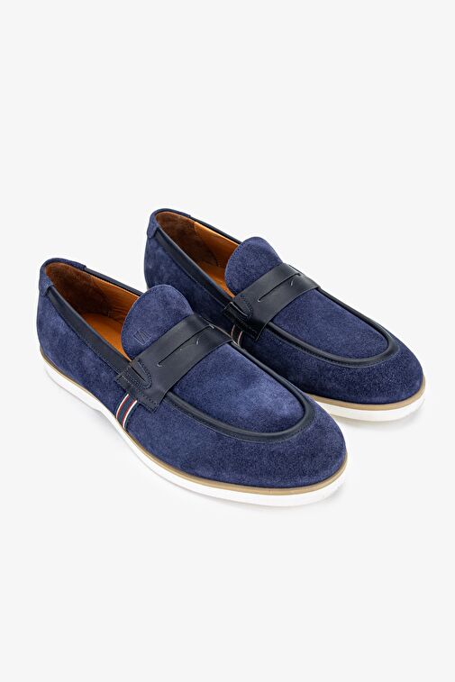 Valmenti Runo Erkek Lacivert Süet Hakiki Deri Loafer Ayakkabı - Görsel 3