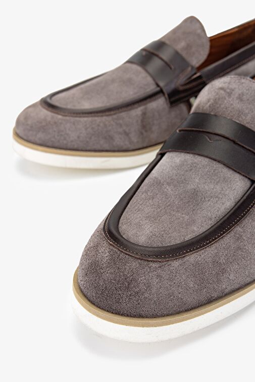 Valmenti Runo Erkek Bej Süet Hakiki Deri Loafer Ayakkabı - Görsel 4