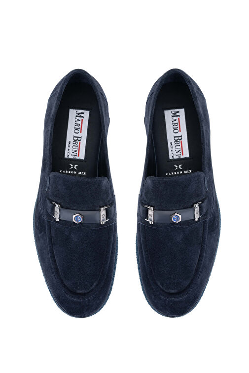 Mario Bruni Erkek Hakiki Deri Mavi Loafer Ayakkabı - Görsel 5