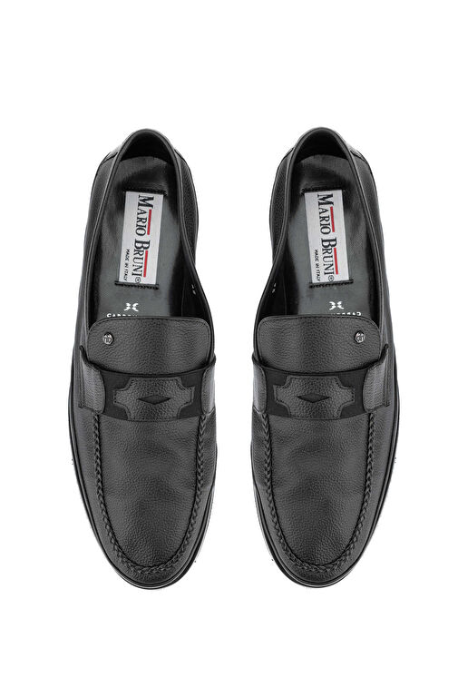 Mario Bruni Erkek Hakiki Deri Siyah Loafer Ayakkabı - Görsel 5