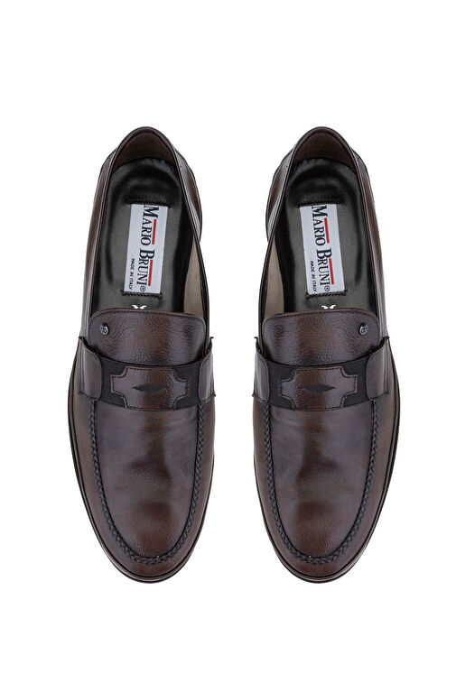 Mario Bruni Erkek Hakiki Deri Kahverengi Loafer Ayakkabı - Görsel 5