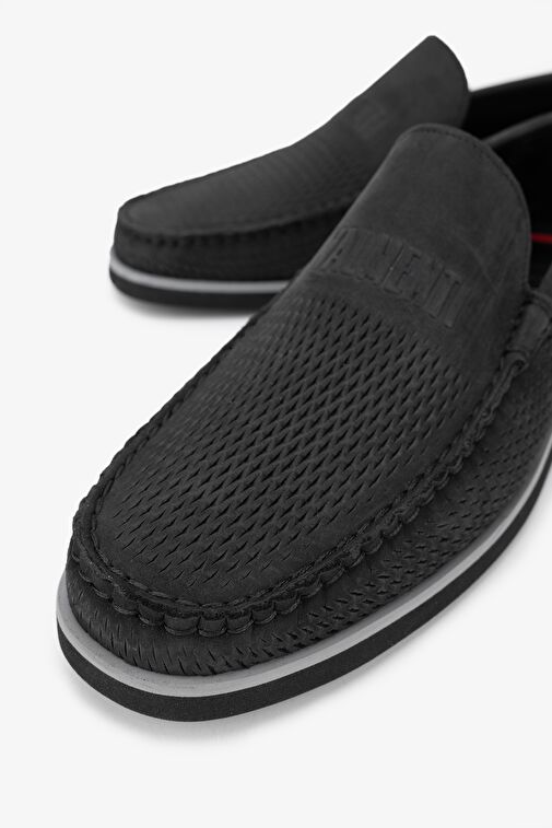 Valmenti Abriana Erkek Siyah Nubuk Hakiki Deri Loafer Ayakkabı - Görsel 4