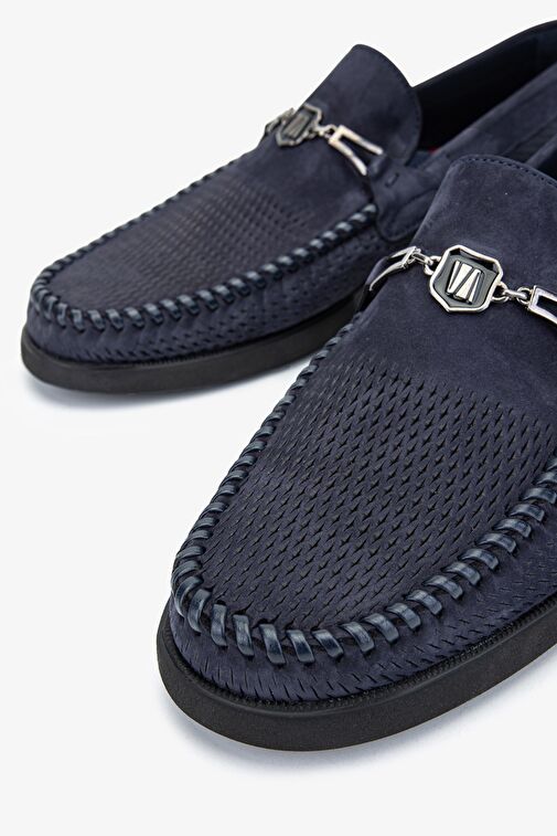 Valmenti Ester Erkek Lacivert Nubuk Hakiki Deri Loafer Ayakkabı - Görsel 4