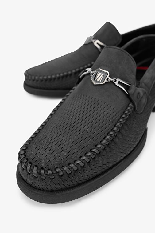 Valmenti Ester Erkek Siyah Nubuk Hakiki Deri Loafer Ayakkabı - Görsel 4