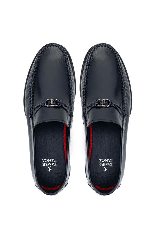 Tamer Tanca Erkek Hakiki Deri Lacivert Loafer Ayakkabı - Görsel 6