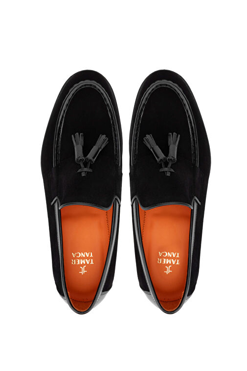 Tamer Tanca Erkek Hakiki Deri Siyah Süet Loafer Ayakkabı - Görsel 7