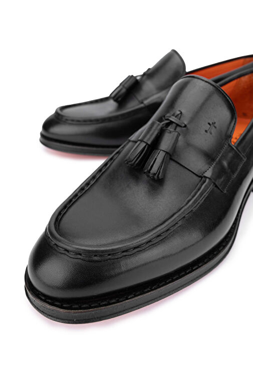 Tamer Tanca Erkek Hakiki Deri Siyah Loafer Ayakkabı - Görsel 4