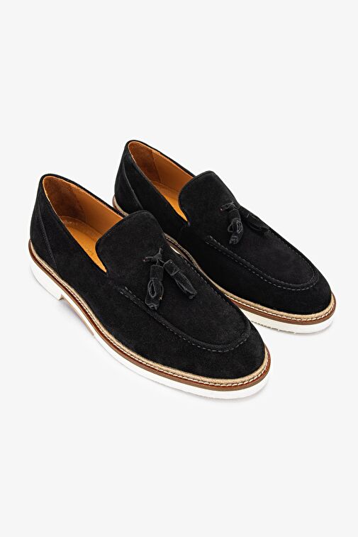 Valmenti Hint Erkek Siyah Süet Hakiki Deri Loafer Ayakkabı - Görsel 3