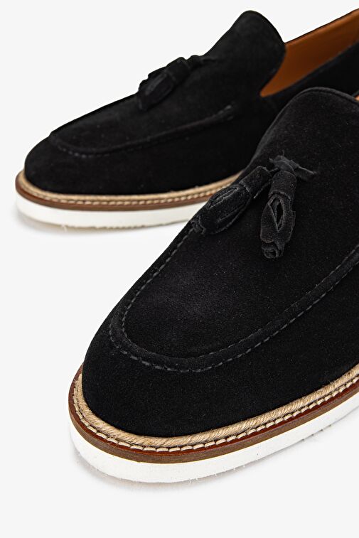 Valmenti Hint Erkek Siyah Süet Hakiki Deri Loafer Ayakkabı - Görsel 4