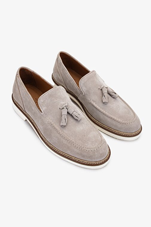 Valmenti Hint Erkek Bej Süet Hakiki Deri Loafer Ayakkabı - Görsel 3