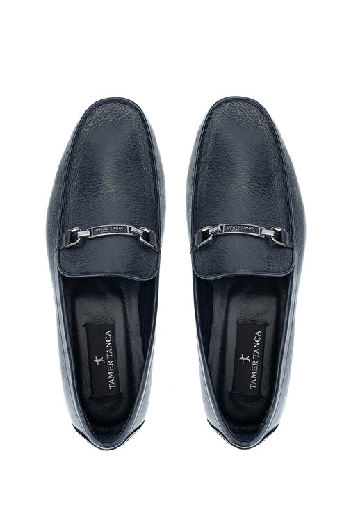 Tamer Tanca Erkek Hakiki Deri Lacivert Loafer Ayakkabı - Görsel 3