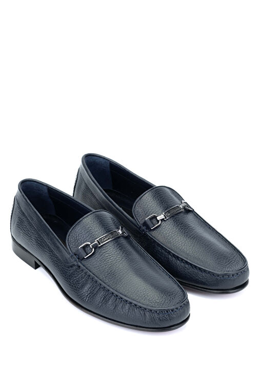 Tamer Tanca Erkek Hakiki Deri Lacivert Loafer Ayakkabı - Görsel 4