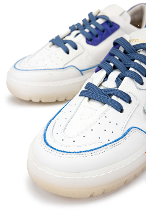 Barracuda Kadın Hakiki Deri Beyaz/Mavi Sneakers & Spor Ayakkabı - Görsel 4