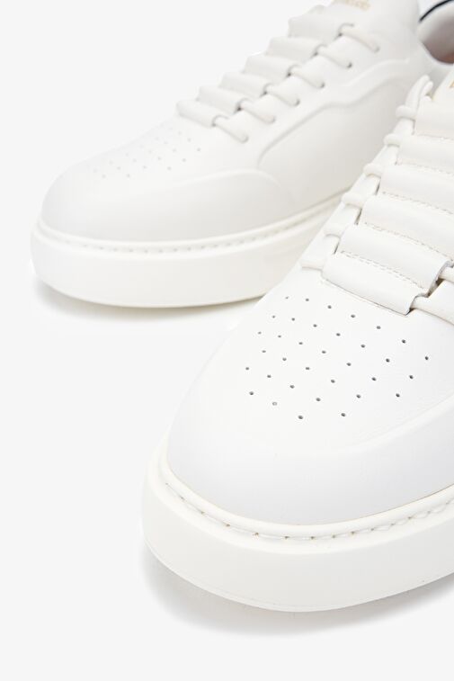 Barracuda Erkek Hakiki Deri Beyaz/Siyah Sneakers & Spor Ayakkabı - Görsel 4