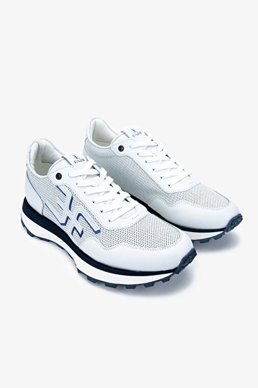 Valmenti Beyaz-Turuncu Erkek Deri - Kumaş Sneaker 510 FU0876B ERK AYK Y24 - Görsel 3