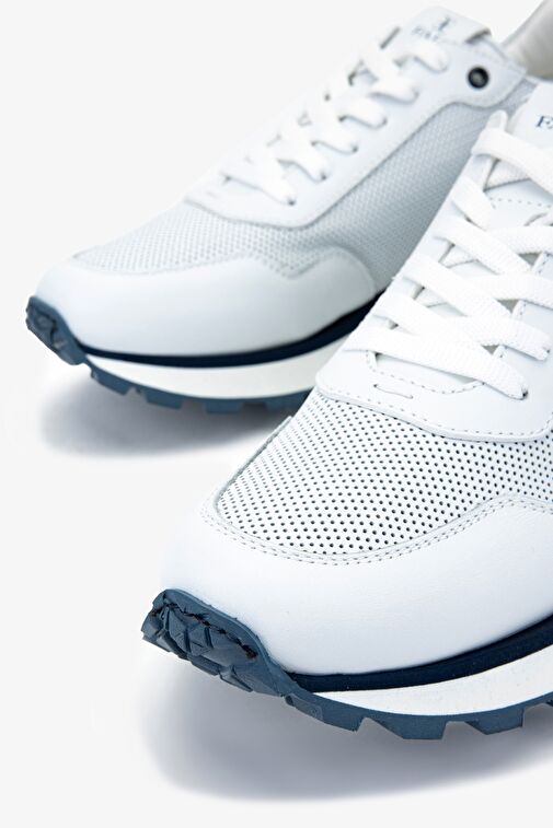 Valmenti Beyaz-Turuncu Erkek Deri - Kumaş Sneaker 510 FU0876B ERK AYK Y24 - Görsel 4