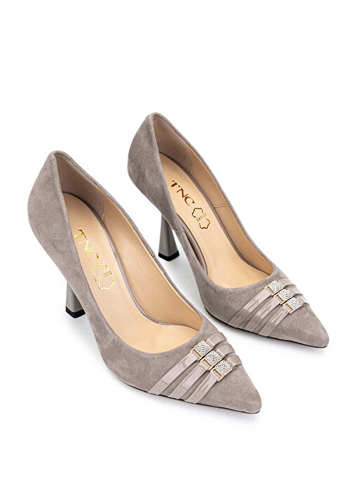 Tamer Tanca Kadın Hakiki Deri Vizon Süet Topuklu Ayakkabı - Görsel 3