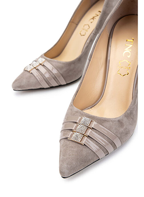 Tamer Tanca Kadın Hakiki Deri Vizon Süet Topuklu Ayakkabı - Görsel 5