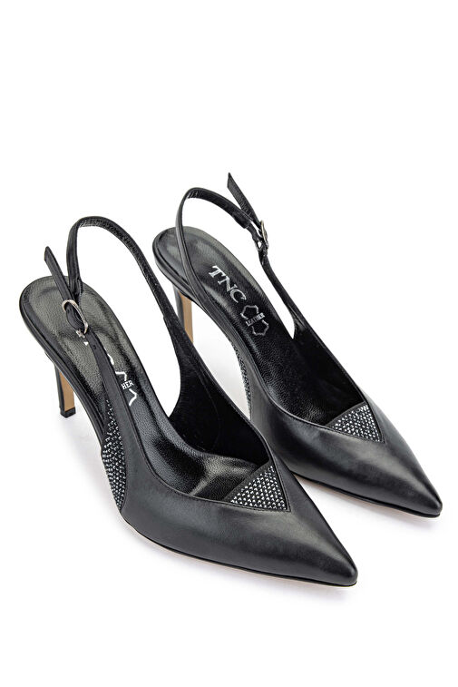 Tamer Tanca Kadın Hakiki Deri Siyah Deri Topuklu Ayakkabı - Görsel 3