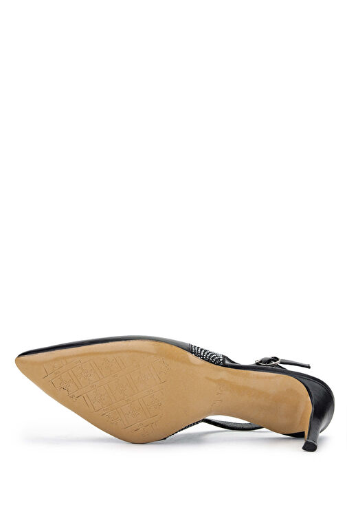 Tamer Tanca Kadın Hakiki Deri Siyah Deri Topuklu Ayakkabı - Görsel 4