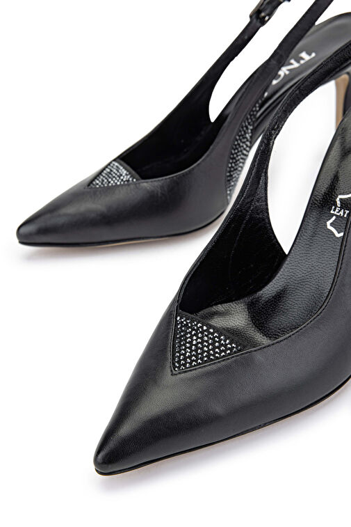 Tamer Tanca Kadın Hakiki Deri Siyah Deri Topuklu Ayakkabı - Görsel 5