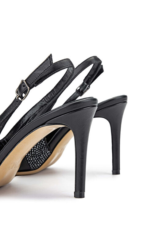 Tamer Tanca Kadın Hakiki Deri Siyah Deri Topuklu Ayakkabı - Görsel 6