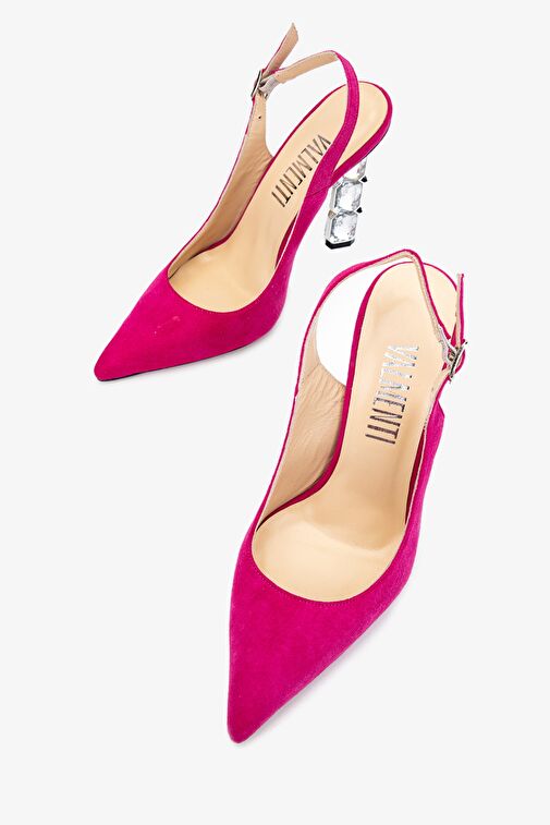 Valmenti Livio Kadın Fusya süet Hakiki Deri Topuklu Ayakkabı - Görsel 5