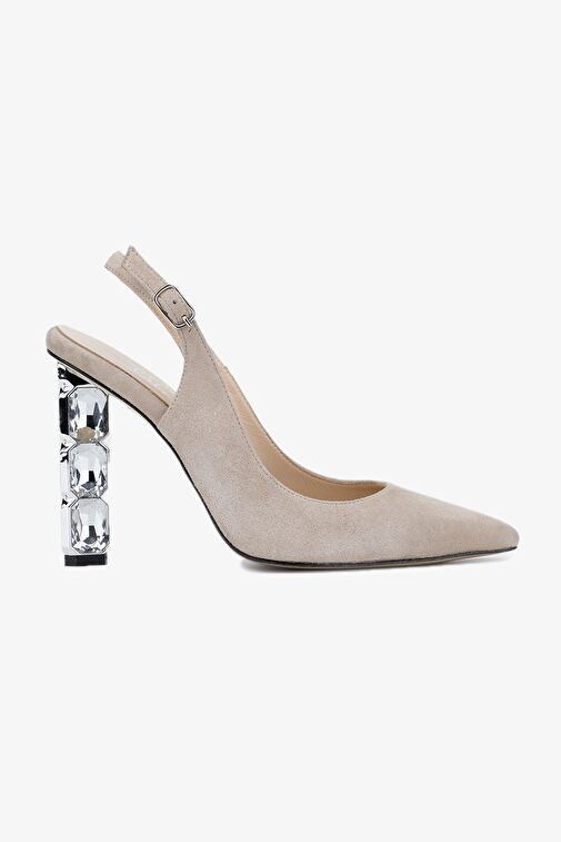 Valmenti Livio Kadın Bej Süet Hakiki Deri Topuklu Ayakkabı - Görsel 2