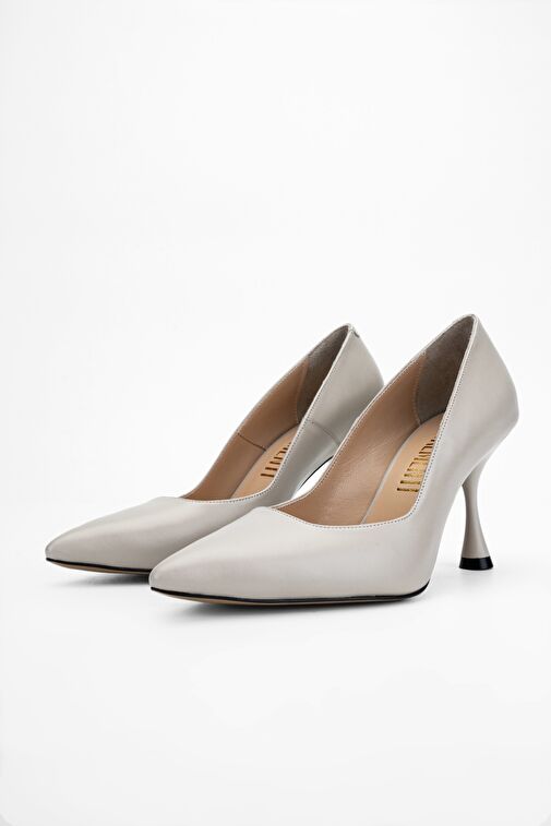 Valmenti Anya Kadın Bej Hakiki Deri Topuklu Ayakkabı - Görsel 4