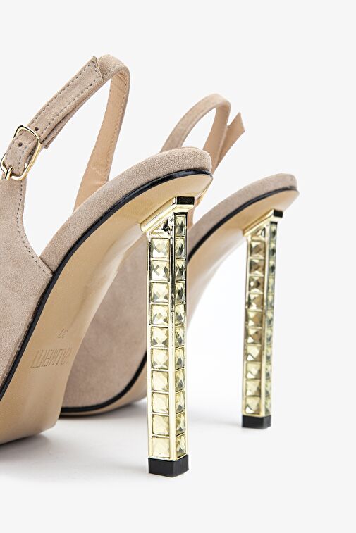 Valmenti Belina Kadın Taş Süet Hakiki Deri Topuklu Ayakkabı - Görsel 5