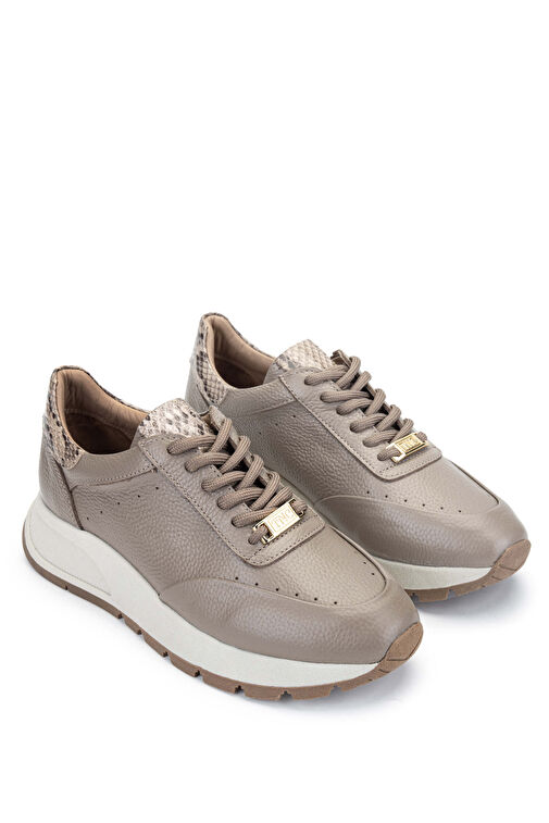 Tamer Tanca Kadın Hakiki Deri Bej Sneakers & Spor Ayakkabı - Görsel 3