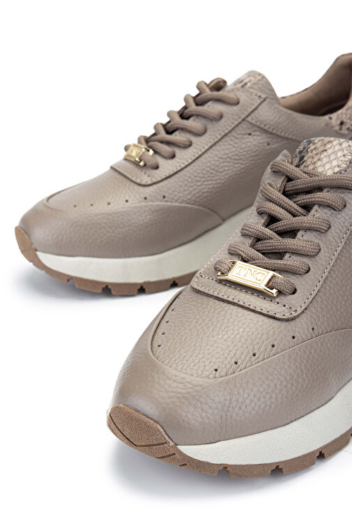 Tamer Tanca Kadın Hakiki Deri Bej Sneakers & Spor Ayakkabı - Görsel 4