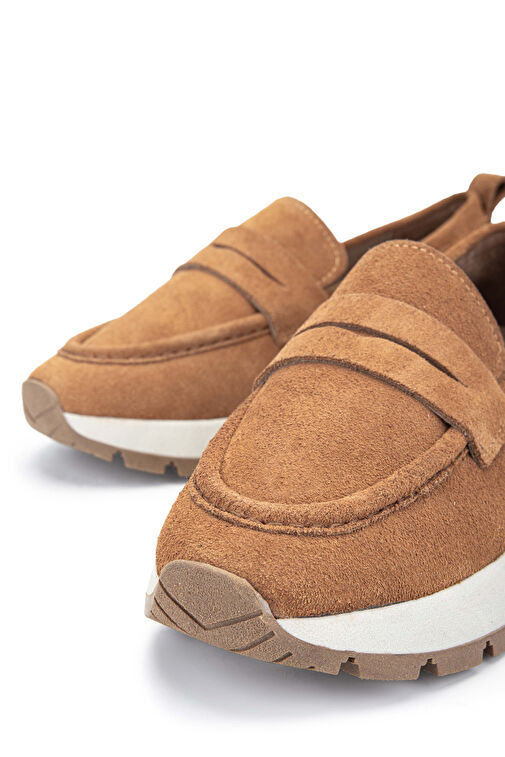 Tamer Tanca Kadın Hakiki Deri Tütün Süet Loafer Ayakkabı - Görsel 6