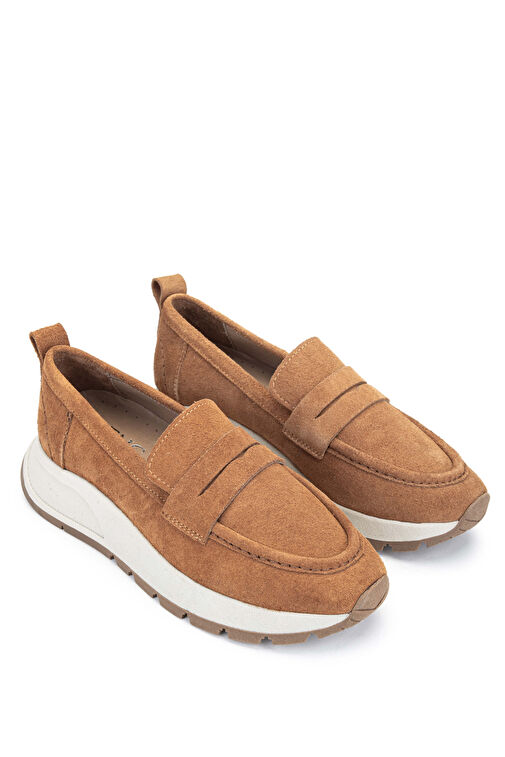 Tamer Tanca Kadın Hakiki Deri Tütün Süet Loafer Ayakkabı - Görsel 4