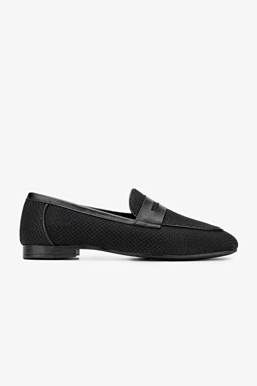 Valmenti Topy Kadın Siyah/Siyah Deri & Tekstil Loafer Ayakkabı - Görsel 2