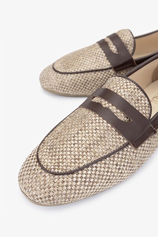 Valmenti Topy Kadın Kahverengi Deri & Tekstil Loafer Ayakkabı - Görsel 3