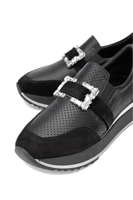 Tamer Tanca Kadın Hakiki Siyah Deri Sneakers & Spor Ayakkabı - Görsel 5