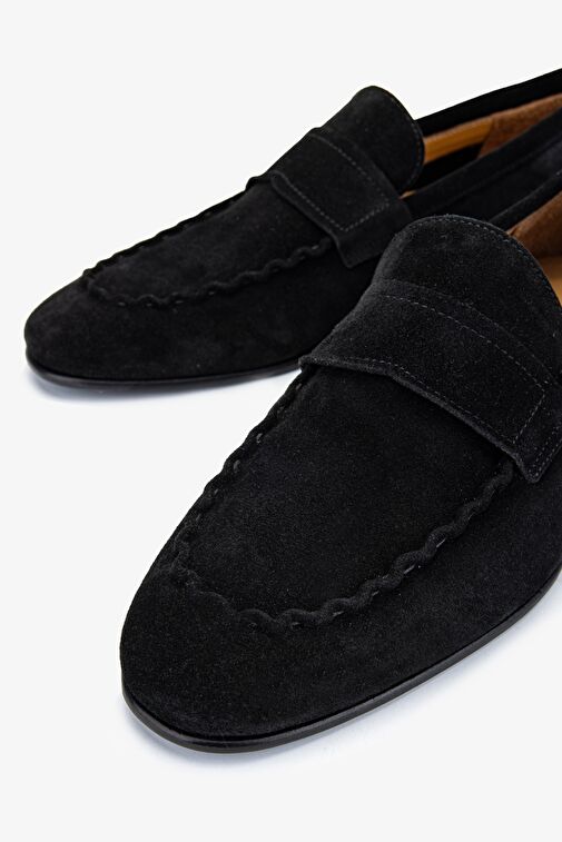 Valmenti Thonas Erkek Siyah Süet Hakiki Deri Loafer Ayakkabı - Görsel 4
