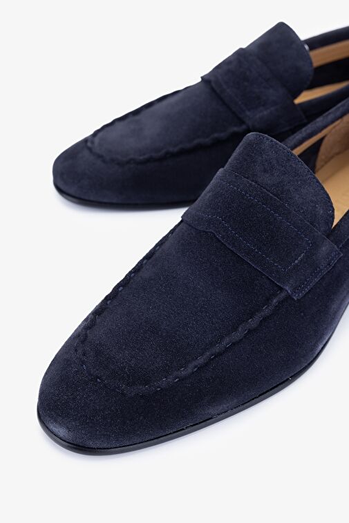 Valmenti Thonas Erkek Lacivert Süet Hakiki Deri Loafer Ayakkabı - Görsel 3