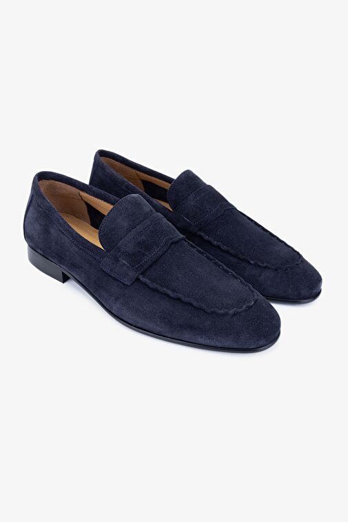 Valmenti Thonas Erkek Lacivert Süet Hakiki Deri Loafer Ayakkabı - Görsel 5
