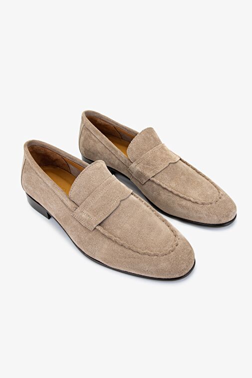 Valmenti Thonas Erkek Bej Süet Hakiki Deri Loafer Ayakkabı - Görsel 3