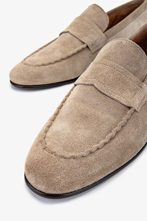 Valmenti Thonas Erkek Bej Süet Hakiki Deri Loafer Ayakkabı - Görsel 4