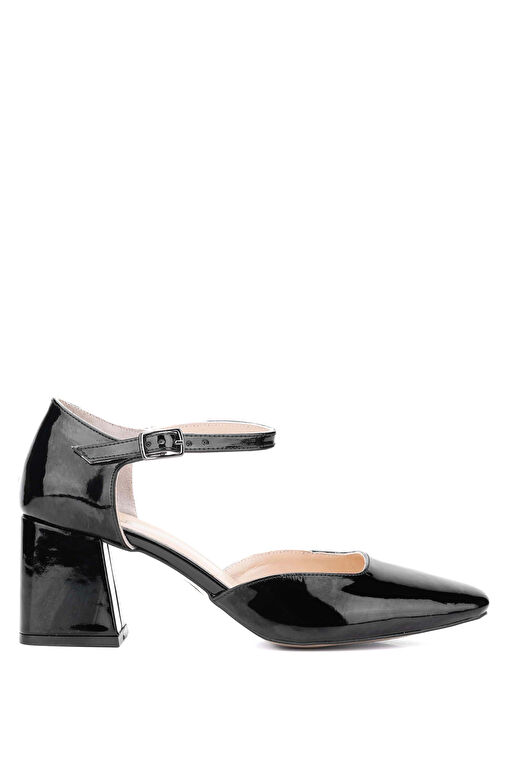 Tamer Tanca Kadın Suni Deri Siyah Rugan Topuklu Ayakkabı - Görsel 2