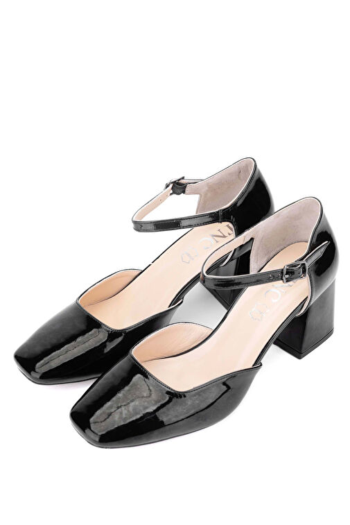 Tamer Tanca Kadın Suni Deri Siyah Rugan Topuklu Ayakkabı - Görsel 3