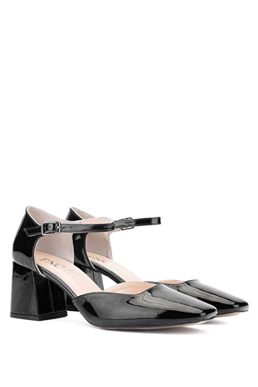 Tamer Tanca Kadın Suni Deri Siyah Rugan Topuklu Ayakkabı - Görsel 6