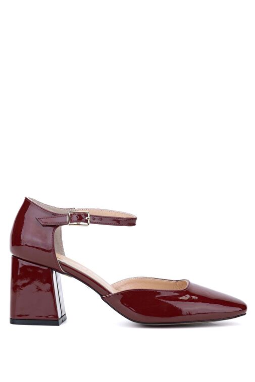 Tamer Tanca Kadın Suni Deri Bordo Topuklu Ayakkabı - Görsel 2